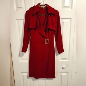 Burberry dress buckle detail trench dress garnet red UK4 US2 excellent condition